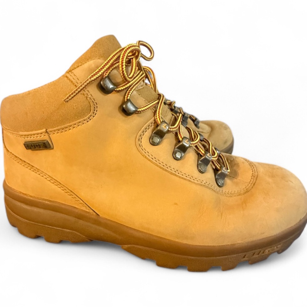 Men’s Lugz Steel Safety Toe Work Boots Size 10 Wheat Low Leather Tan EUC